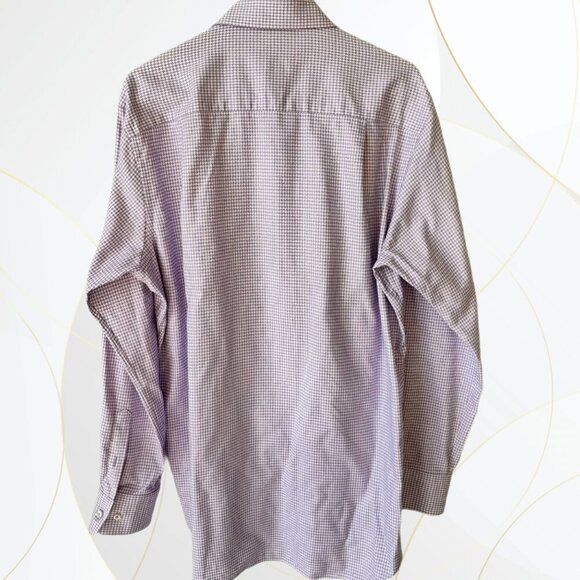 David Donahue Men’s Trim Fit Houndstooth Long Sleeve Button-Up Shirt - Picture 8 of 8